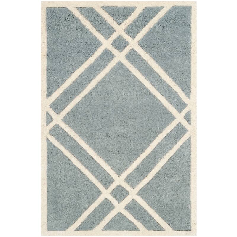 SAFAVIEH Handmade Chatham Geronda Modern Moroccan Wool Rug - 2' x 3' - Blue/Ivory