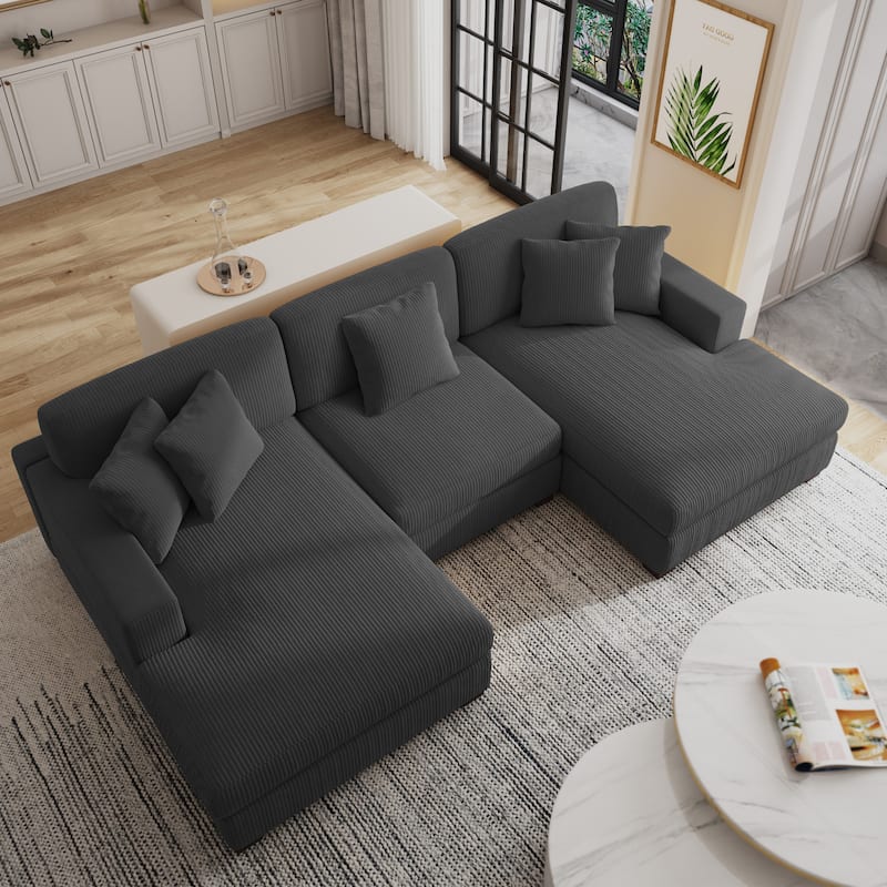 Modern Oversized Modular Sectional Sofa Set With Pillows