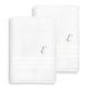 preview thumbnail 29 of 27, Authentic Hotel and Spa Omni Turkish Cotton Terry Set of 2 White Bath Towels with Grey Script Monogrammed Initial White/E