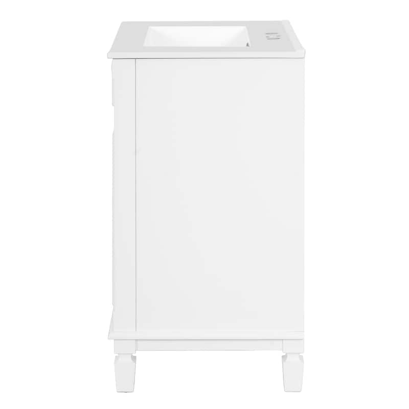 24" Bathroom Vanity With Ceramic Sink, Small Bathroom Sink Cabinet, Modern Cabinet With 2 Drawers And Adjustable Shelf