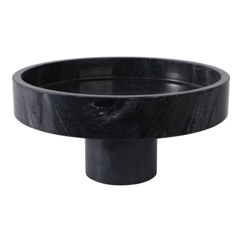 Marble Decorative Bowl Modern Pedestal Base Organizer - 6" Black - 12" x 12" x 6" - Black - 12" x 12" x 6"