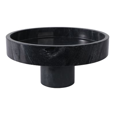 Marble Decorative Bowl Modern Pedestal Base Organizer - 6" Black - 12" x 12" x 6"