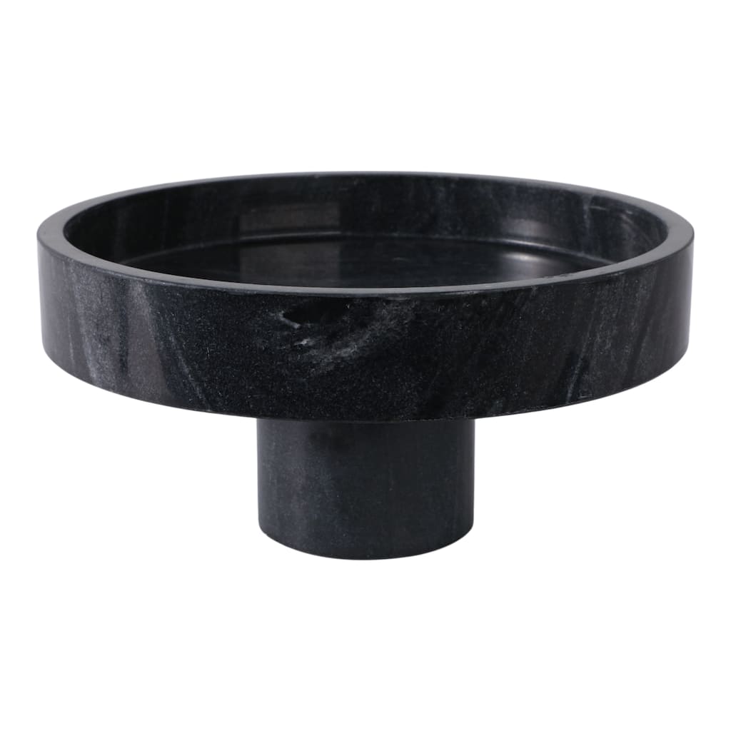 Marble Decorative Bowl Modern Pedestal Base Organizer - 6" Black - 12" x 12" x 6"
