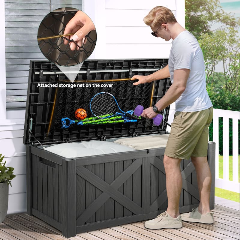 120 Gallons Water Resistant Resin Lockable Deck Box