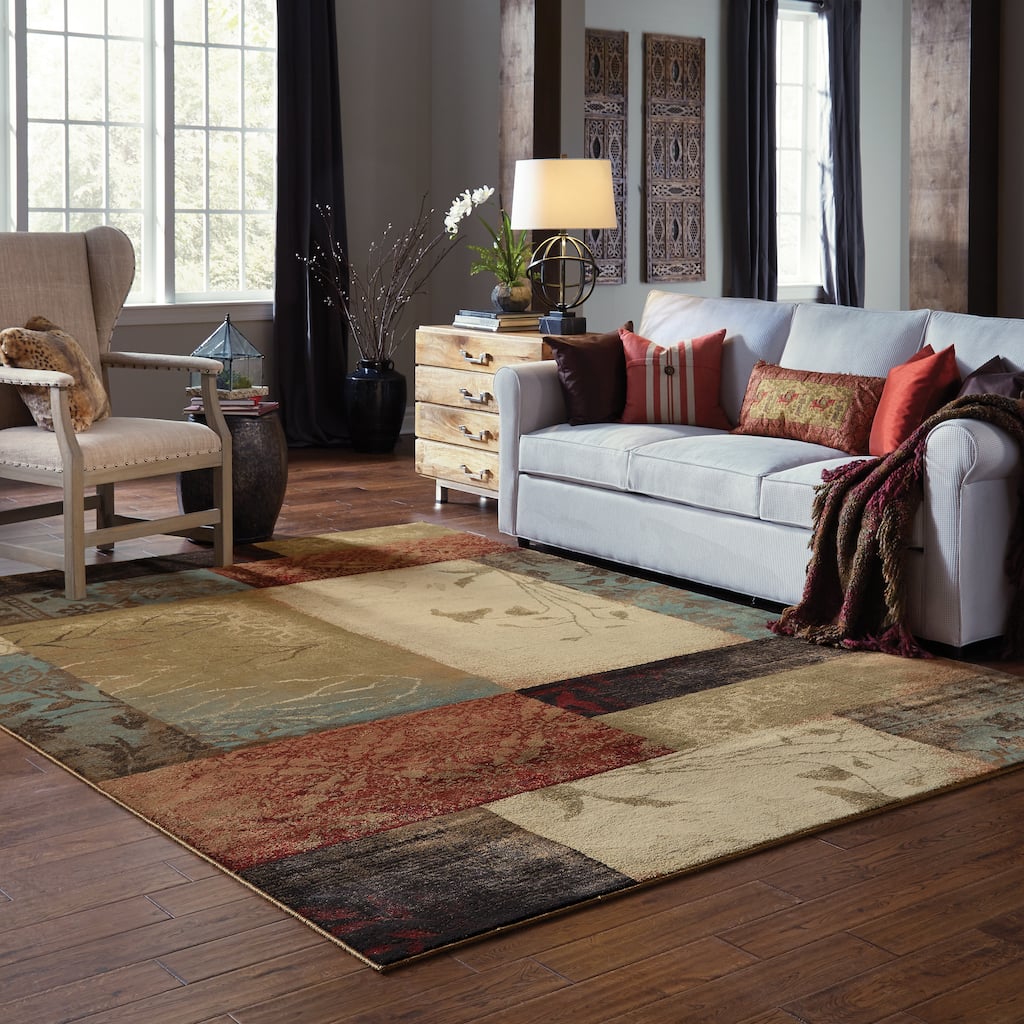 Vista Home Harlow Color Block Blue/Gold/Red Area Rug.