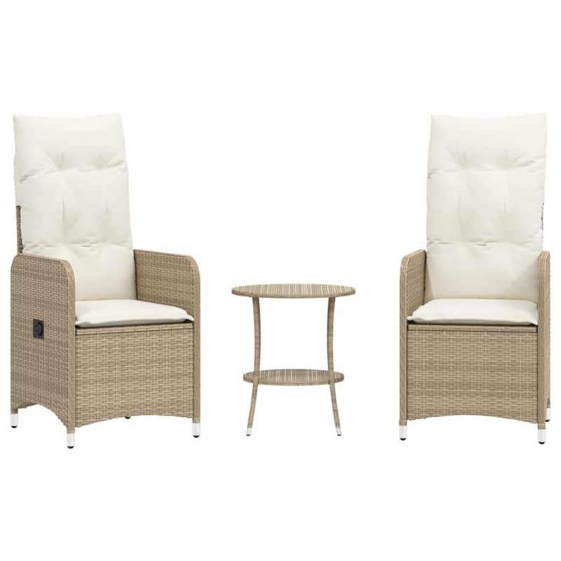 vidaXL Reclining Patio Chair with Cushions Outdoor Seat Furniture Poly Rattan
