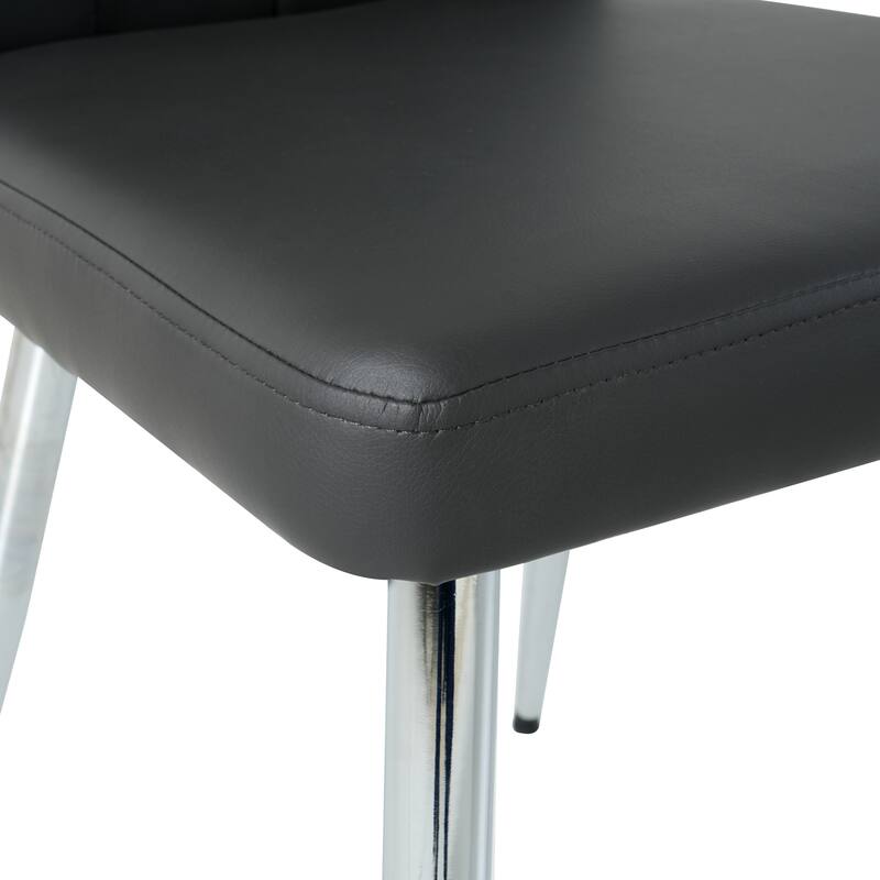 Modern Charcoal PU dining chair, cloth upholstered chair, electroplated metal chair legs, suitable for home furniture li