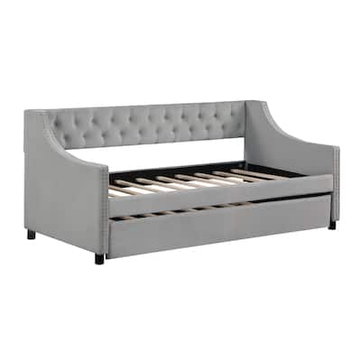 Modern Upholstered Tufted Daybed with Trundle