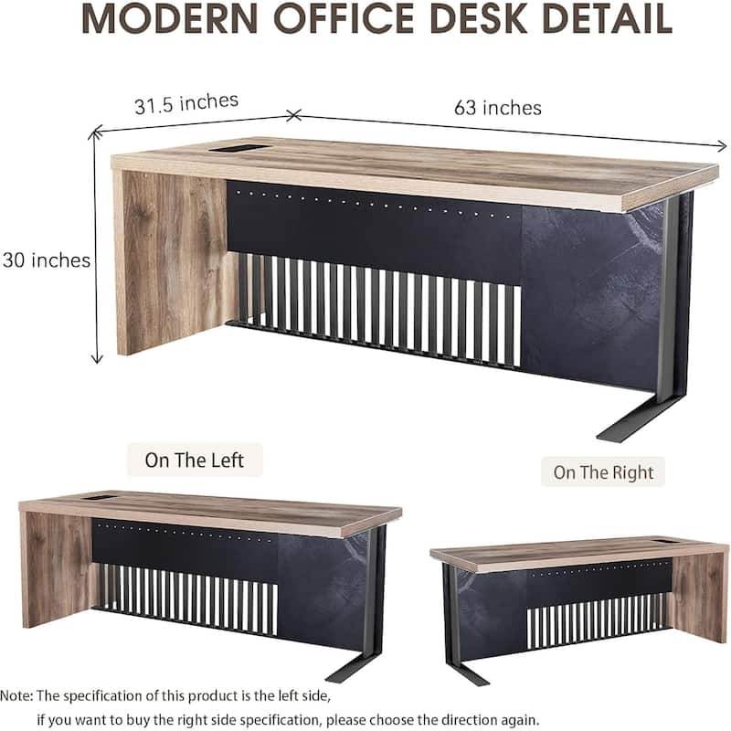 WESOME Modern Executive Office Desk Computer Bussiness Desk with Cable Management