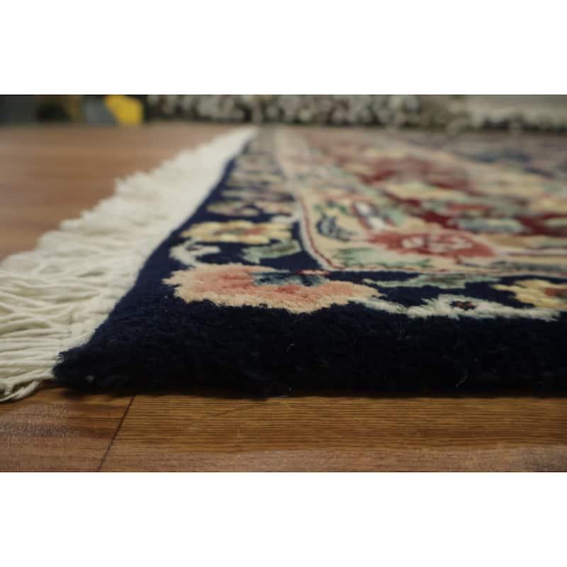 Hand Knotted Oriental 100% Wool Carpet Traditional All-Over Black Aubusson Area Rug - 10' 2'' X 7' 10''