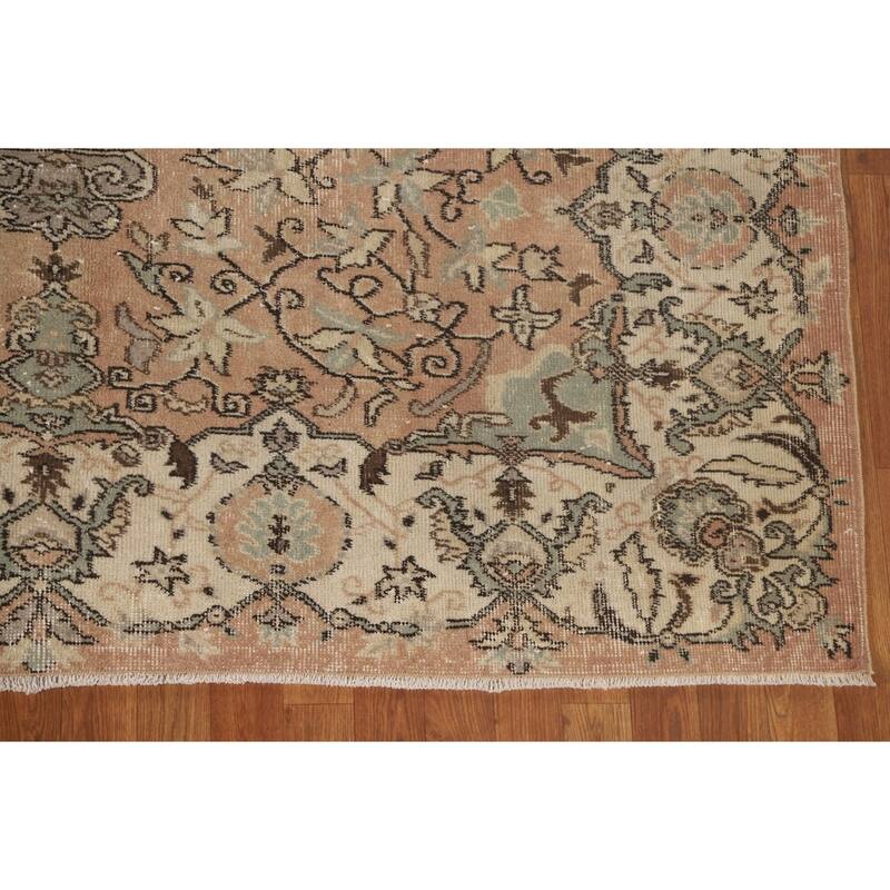 Distressed Sparta Turkish Vintage Rug Hand-Knotted Solid Wool Carpet - 6'6" x 9'9"