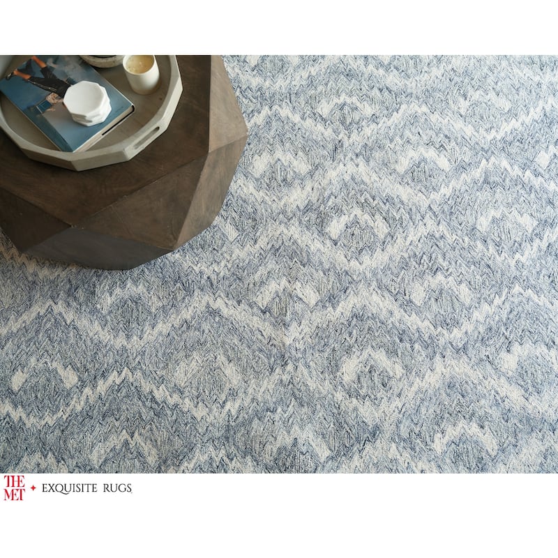 The Met X Exquisite Rugs Bargello Light Blue Area Rug