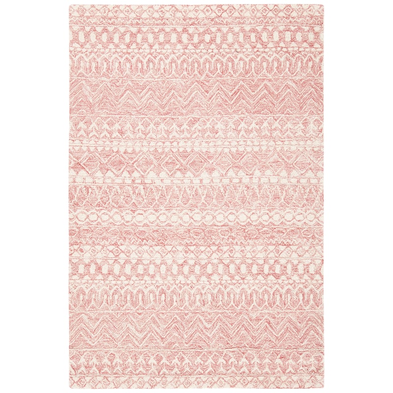 SAFAVIEH, Handmade Micro-Loop Fedosia Wool Rug - 4' x 6' - Pink/Ivory