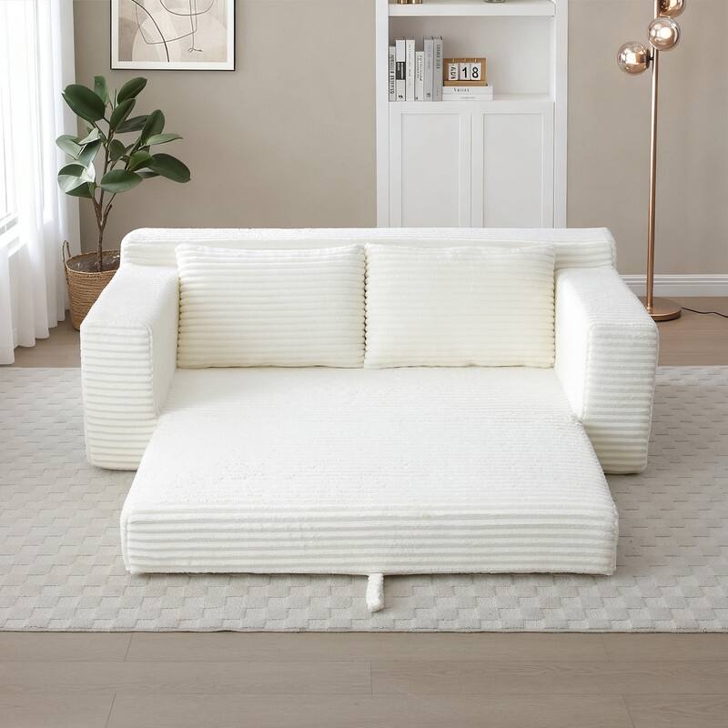 Memory Foam Cloud Loveseat Sofa Bed - 2-in-1 Compressed Foldable Sleeper with Storage, No Assembly Needed