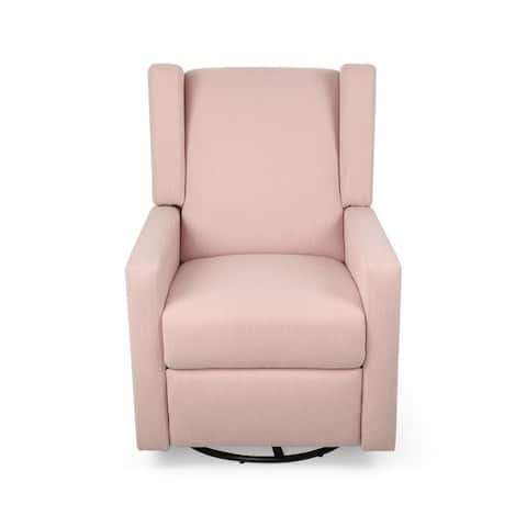 Hounker Contemporary Upholstered Swivel Recliner by Christopher Knight Home