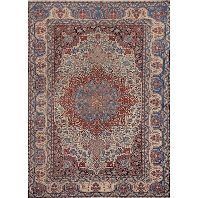 Pre-1900 Antique Isfahan Vegetable Dye Persian Rug Handmade Wool Carpet - 4'7" x 6'7"