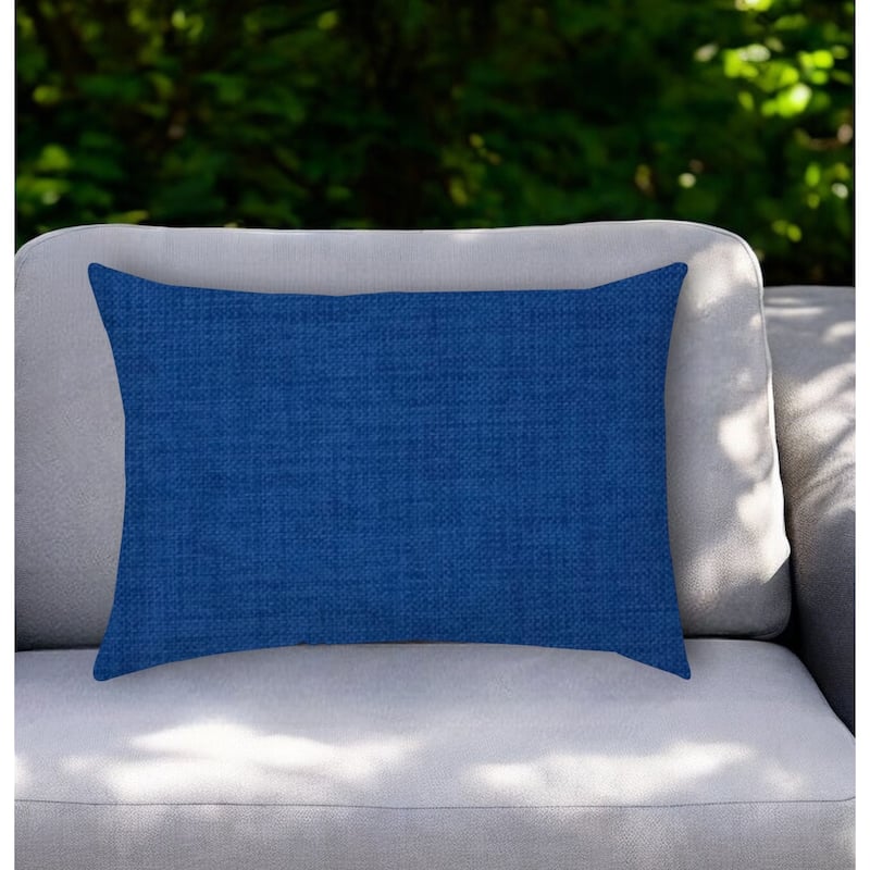 14" X 20" Blue Indoor Outdoor Throw Pillow With Texture - Blue