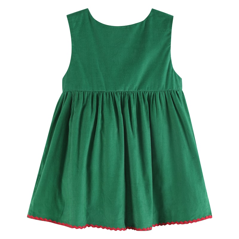 Lil Cactus Green Corduroy Christmas Applique Dress