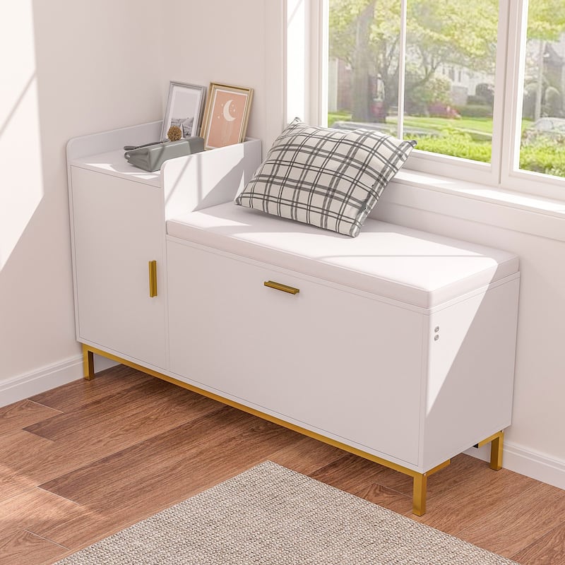 Entryway Shoe Cabinet Shoe Storage Bench with Padded Seat, Shoe Rack for Hallway, Bedroom, Living Room