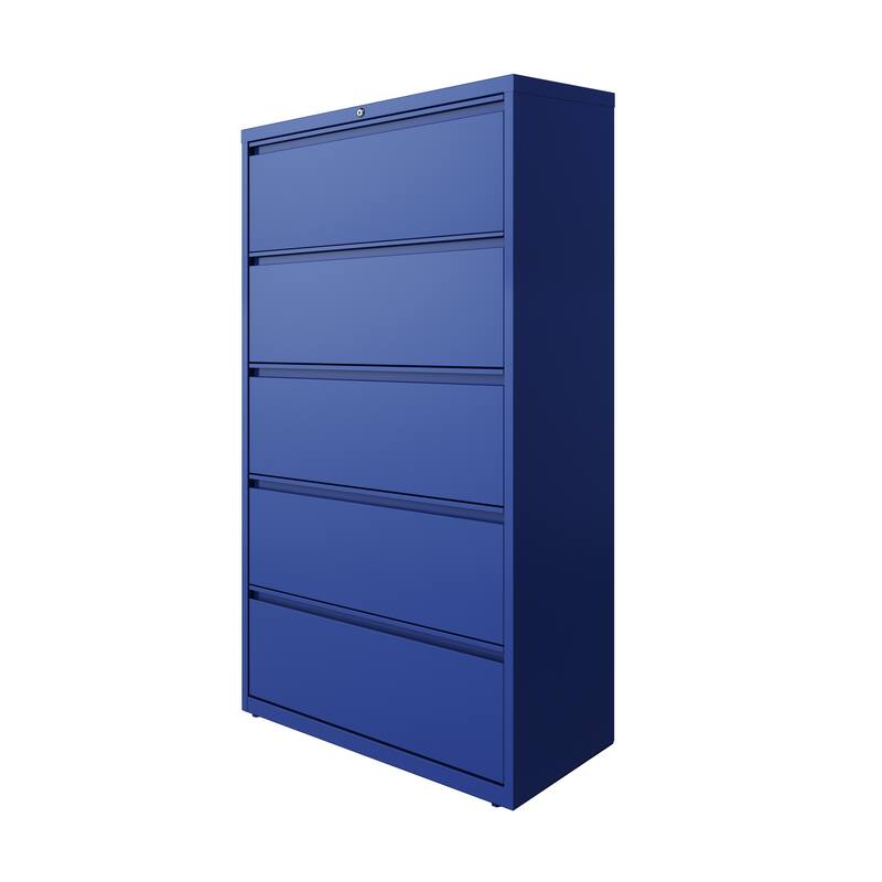 Hirsh 36-in Wide HL10000 Series 5 Drawer Lateral File Cabinet with Posting Shelf and Roll-Out Binder Storage, White