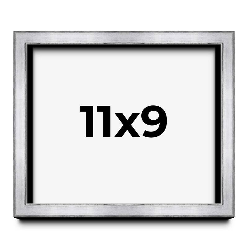 11x9 Shadow Box Frame Silver | 1.375 Inches Deep Real Wood