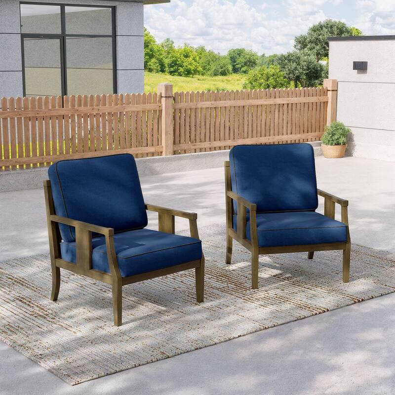 2 Set Outdoor Patio Club Chair with Cushion Patio Arm Lounge Chair