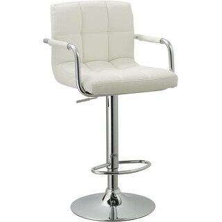 Contemporary Adjustable Swivel Arm Bar Stool with Cushion, White - Bed ...