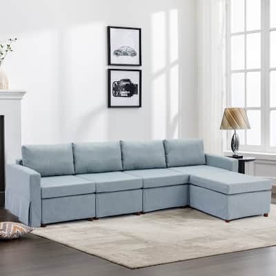 4 Seat Module Sectional Sofa Couch With 1 Ottoman