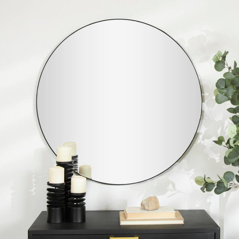 Multiple Frame Finishes / Sizes Modern Contemporary Round Wall Mirrors - 36 x 36 - Black - X-Large