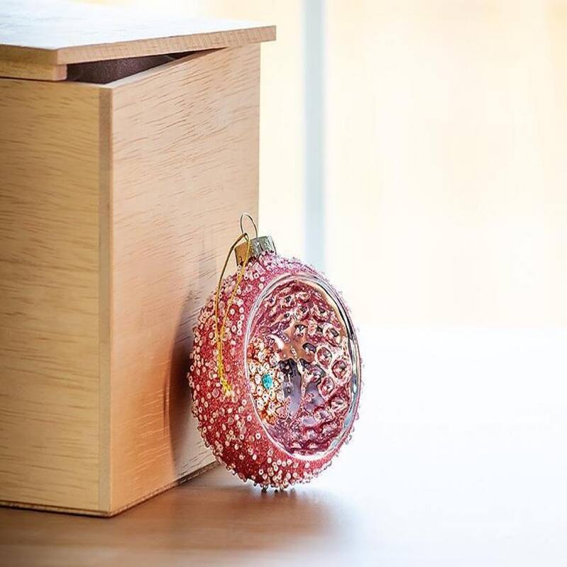 Glittery Reflector Ball Ornament - Glass - Multi
