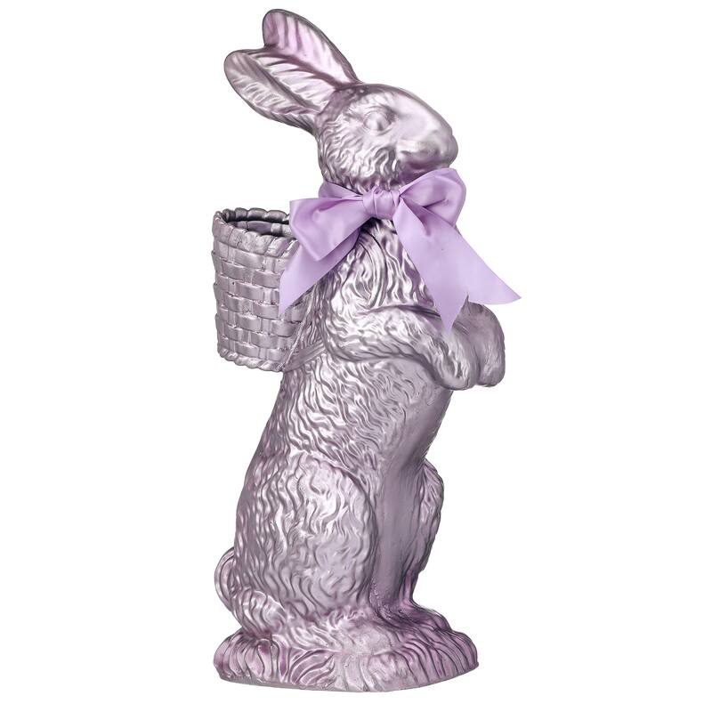 20.5" Resin Foiled Standing Chocolate Bunny
