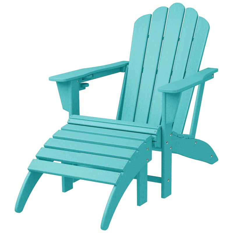Aderson Outdoor Poly Adirondack Chair with Ottoman - Turquoise