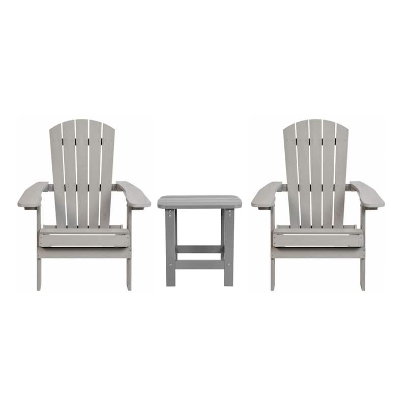 Set of 2 Indoor/Outdoor Folding Adirondack Chairs with Side Table - 34"D x 30.25"W x 37"H