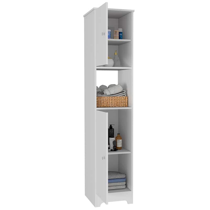 Ibis 14-inch Wide Linen Cabinet with Double Doors, 4 Interior Shelves, and 2 Cabinets