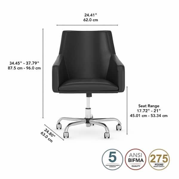 Wheaton Mid Back Leather Box Chair by Bush Furniture Bed Bath