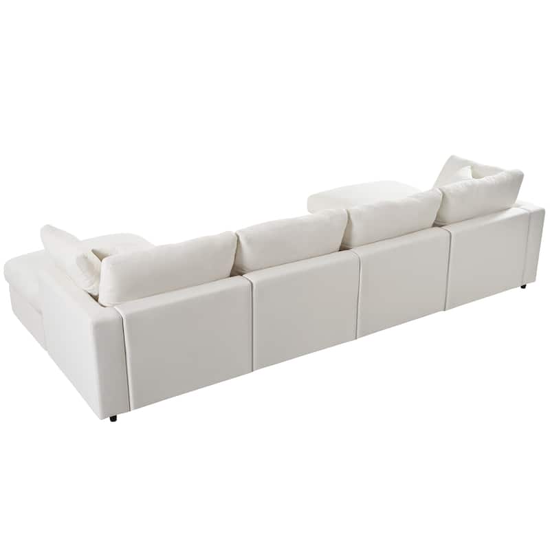 U-Shaped Modular Design Chenille Fabric Sectional Sofa with 2 Movable Ottomans
