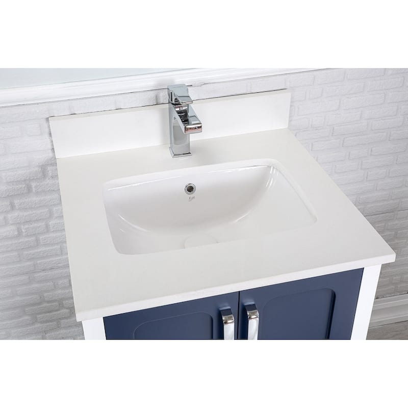 Florin 24'' Free-standing Single Bathroom Vanity with Quartz Vanity Top & Mirror