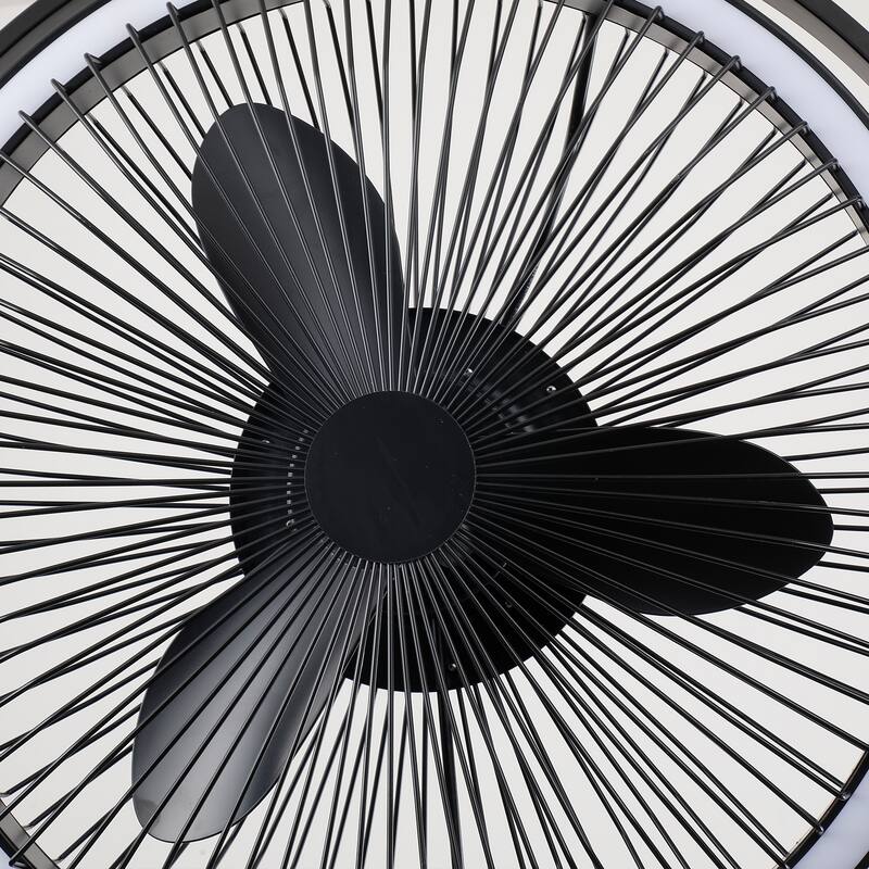 20" Industrial Black 6-Speed Large Portable Fans Floor Fan with Light and Remote