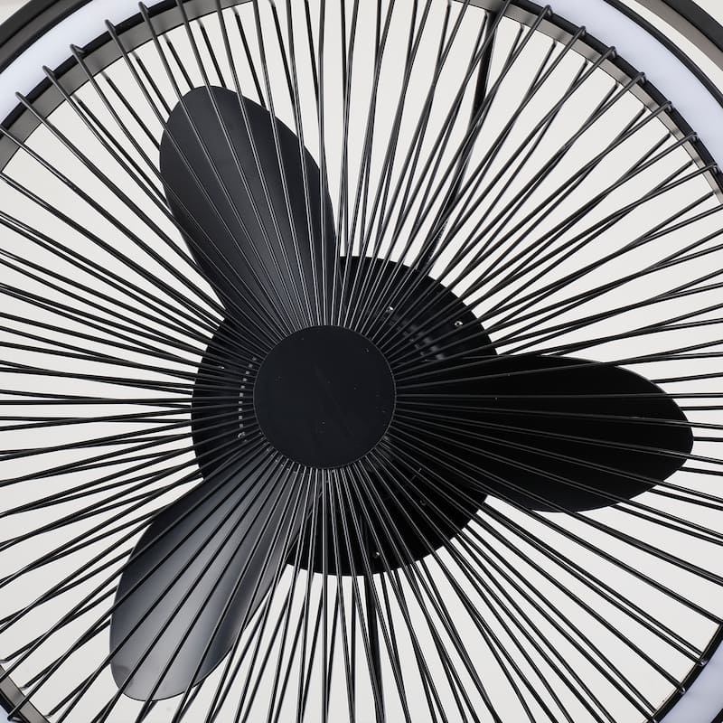 20" Industrial Black Integrated LED Rotatable Caged Ceiling Fan with Remote