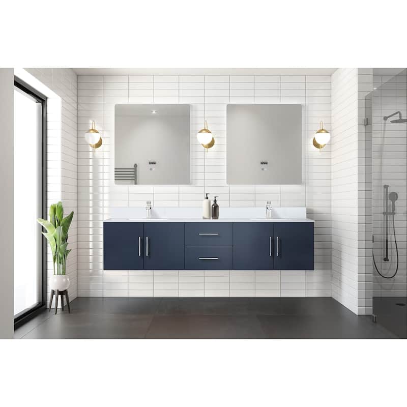 Geneva 80 in. W x 22 in. D Dark Grey Double Bath Vanity and White Quartz Top