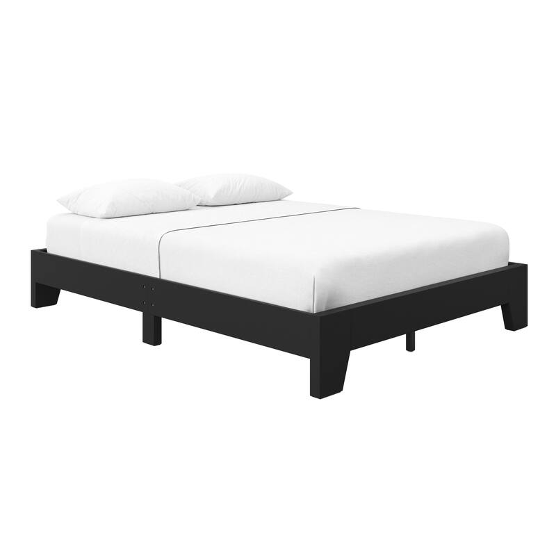 Wood Platform Bed and Mattress Bundle - Bed Frame with 8 in. Gel Memory Foam Mattress Included, Easy Assembly
