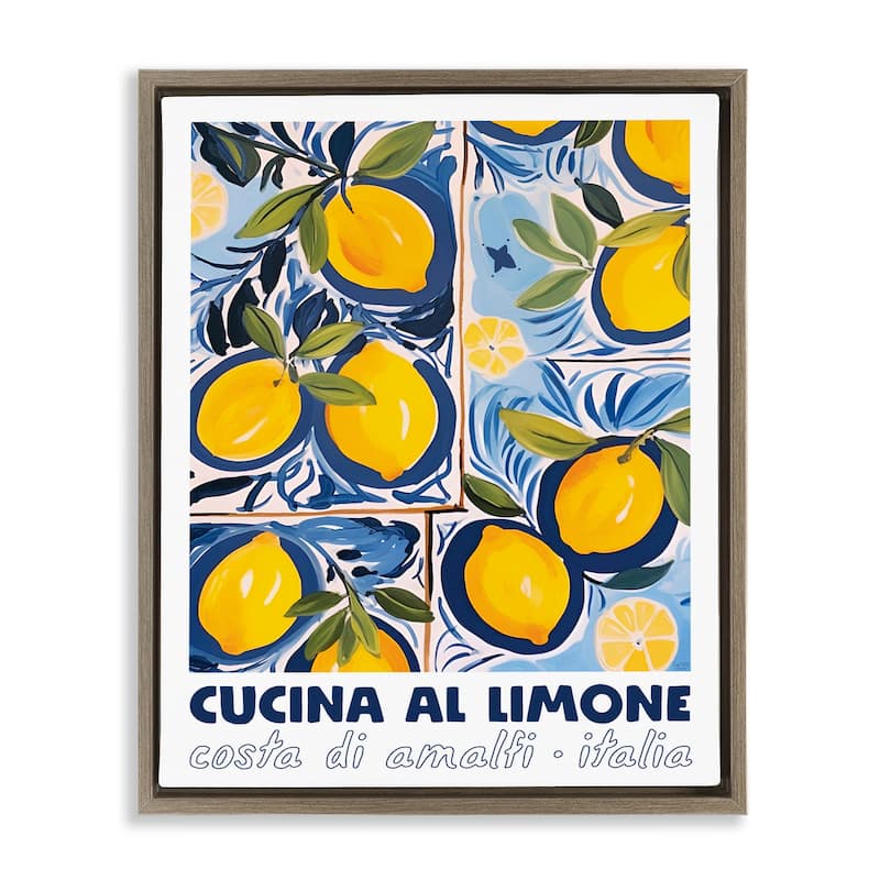 Stupell Bright Mediterranean Lemons Framed Floater Canvas Wall Art Design By Lux + Me Designs - 17 x 21 - Brown