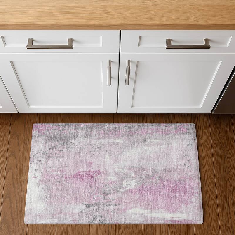 Premium Washable Super Soft Abstract Modern Mayfield Rug - 1'8" x 2'6" - Pink