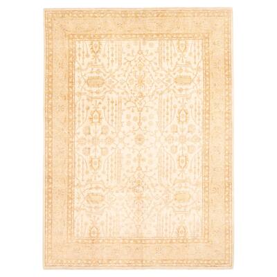 ECARPETGALLERY Hand-knotted Peshawar Oushak Ivory Wool Rug - 9'0 x 12'1