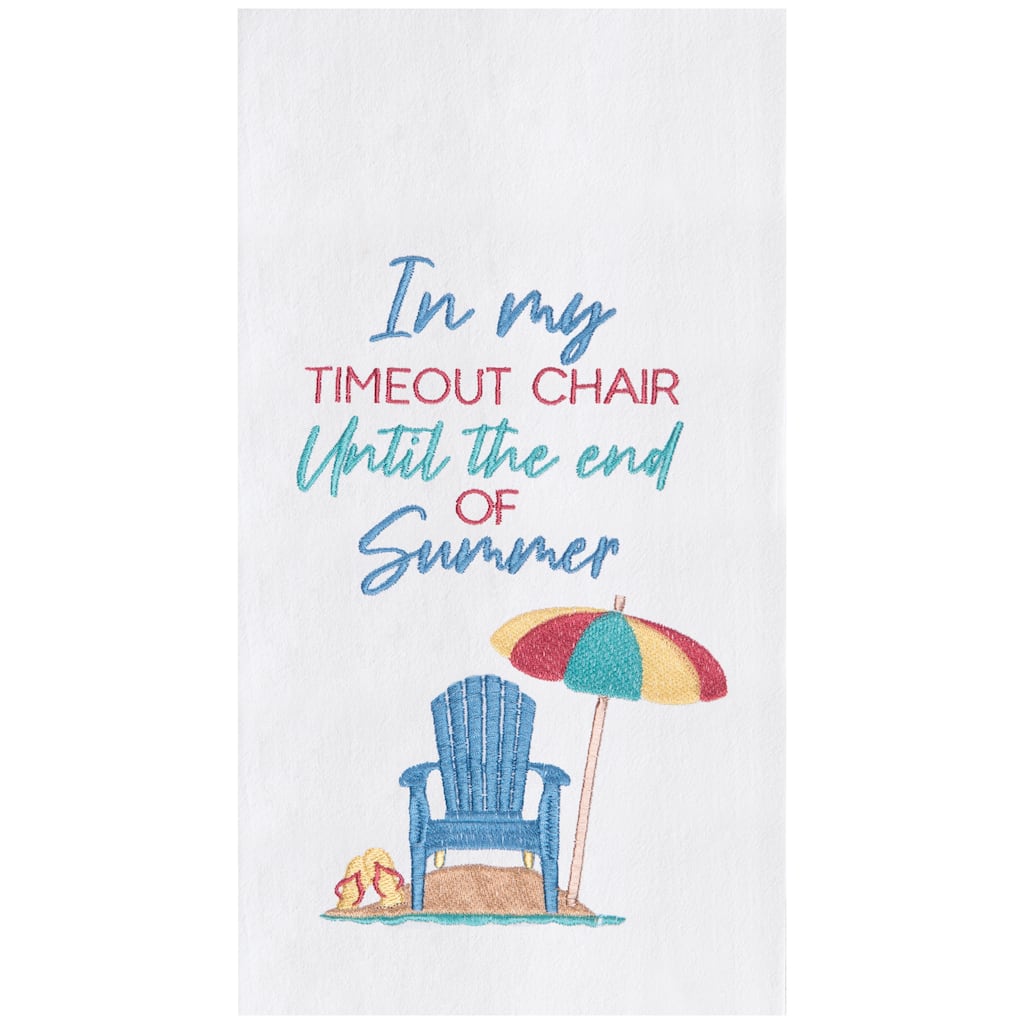 Timeout Chair Embroidered Cotton Flour Sack Kitchen Towel