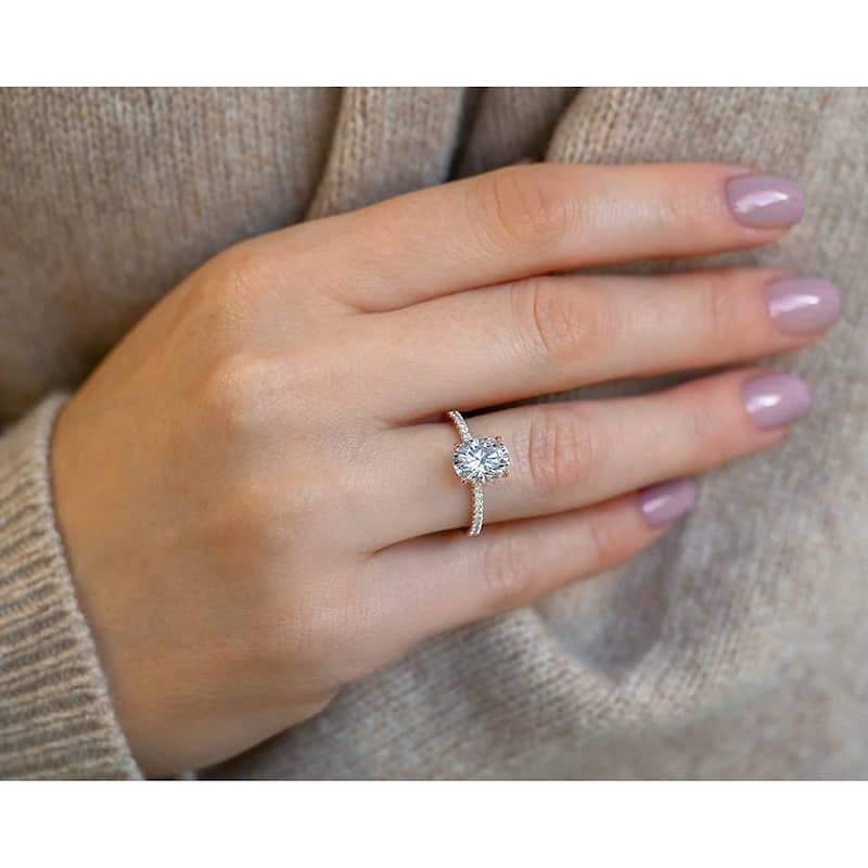Annello by Kobelli 14k Gold 2ct TGW Moissanite and Lab Diamond Engagement Ring (HI/VS, DEF/VS)