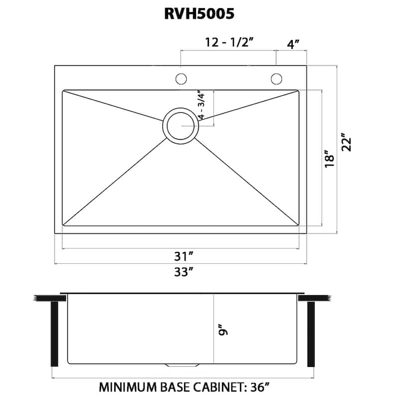 Ruvati 33 x 22 inch Satin Matte Gold Stainless Steel Topmount Kitchen Sink Single Bowl - - 8' x 11' - 8' x 11'