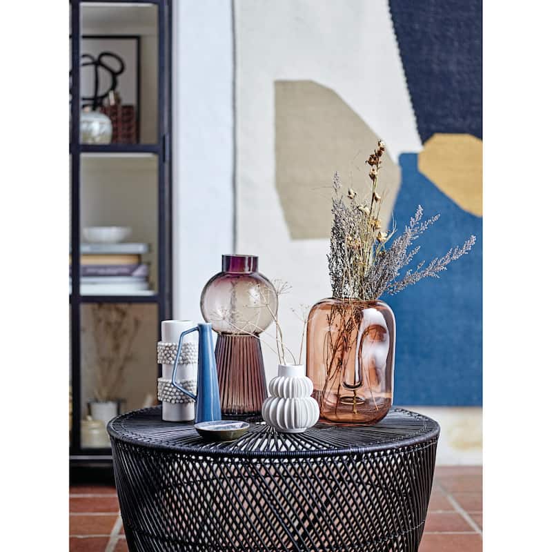 Handmade 5"H Stoneware Vase with Half Circle Pleated Design