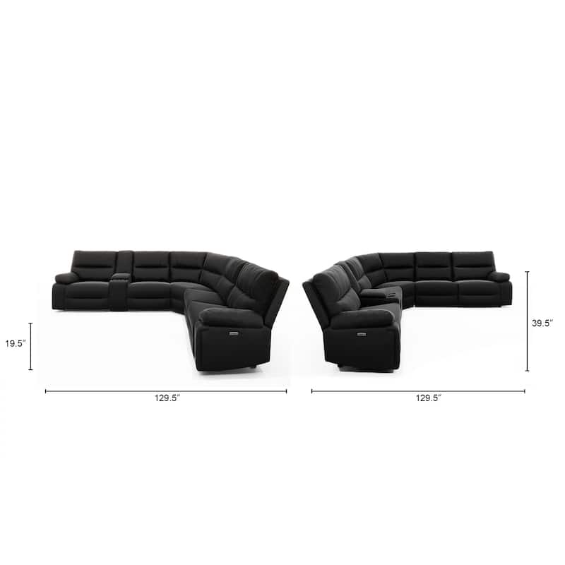 Malibu 130" 6-Piece Leather & Faux Leather Power Reclining Sectional