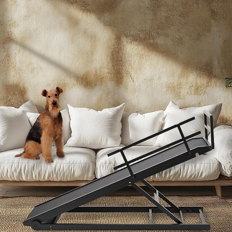 DoCred Folding Non-Slip Rubber Mat Wooden Dog Ramp For High Bed